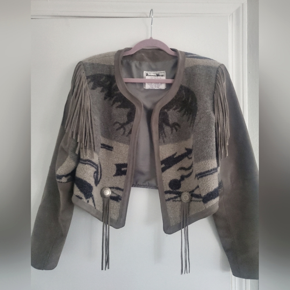 Vintage Pioneer Wear Suede Fringe Jacket